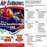 Swimmers Flying Clownfish, Shark, Helium Locations