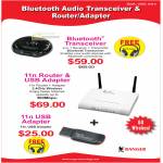 Bluetooth Transceiver, Router, Wireless USB Adapter