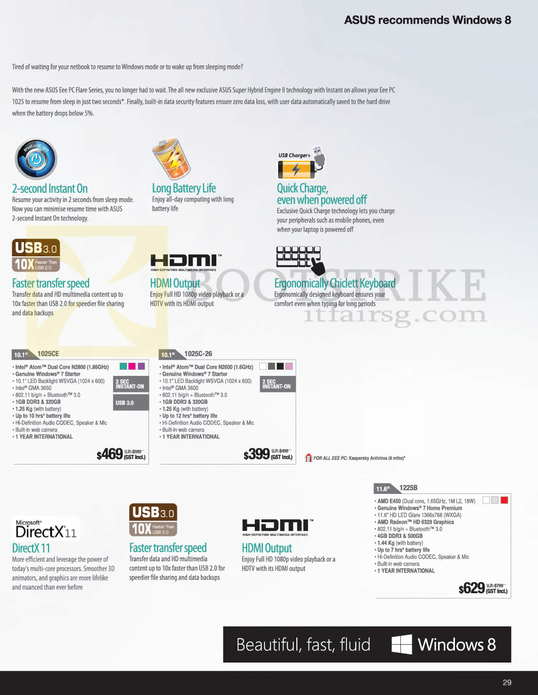 SITEX 2012 price list image brochure of ASUS Notebooks Eee PC Flare 1025CE, 1025C-26