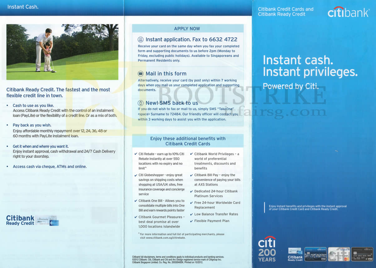 SITEX 2012 price list image brochure of Citibank Credit Cards Ready Credit Features, Benefits, Rebate, Globeshopper