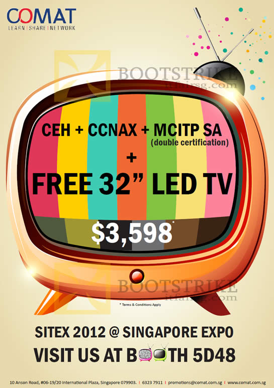 SITEX 2012 price list image brochure of Comat Training CEH, CCNAX, MCITP SA, Free 32 LED TV