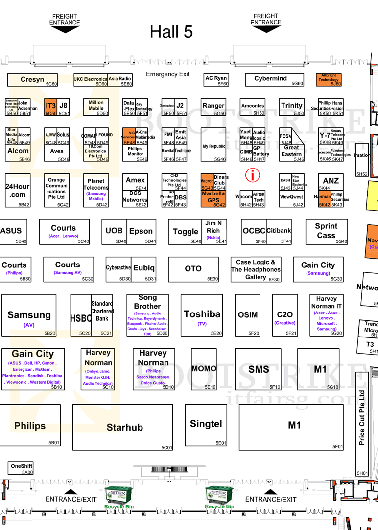 SITEX 2012 price list image brochure of Floor Map Hall 5