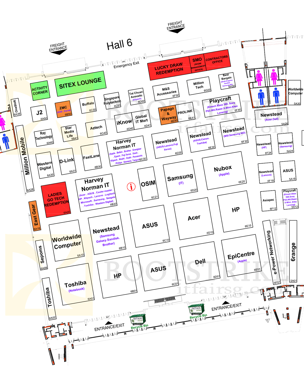 SITEX 2012 price list image brochure of Floor Map Hall 6