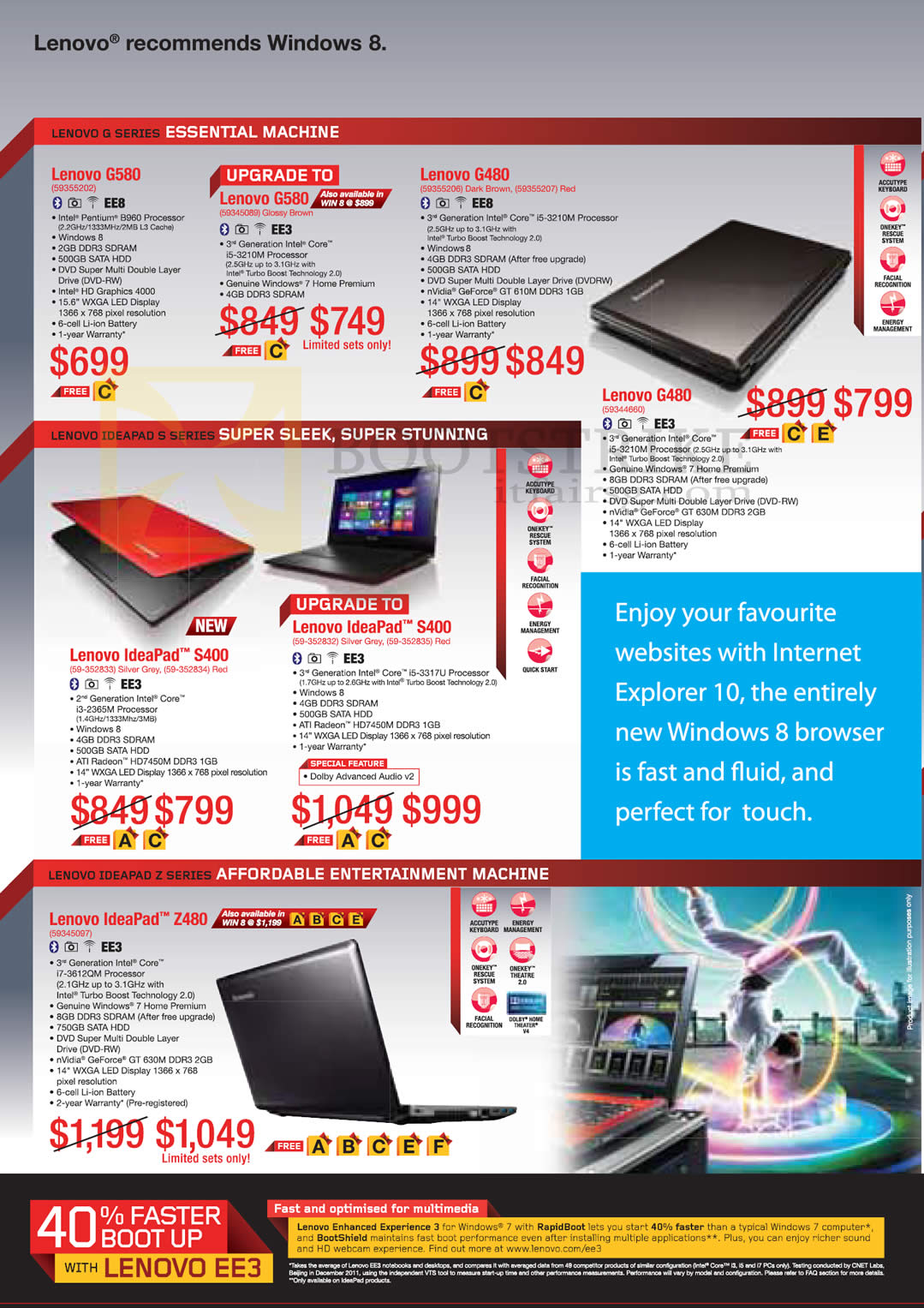 SITEX 2012 price list image brochure of Lenovo Notebooks G580, G480, IdeaPad S400, Z480