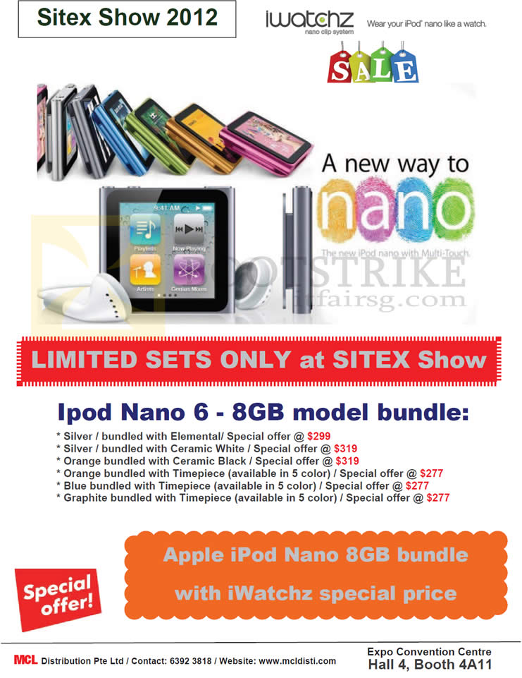 SITEX 2012 price list image brochure of MCL Distribution IWatchz IPod Nano Watch