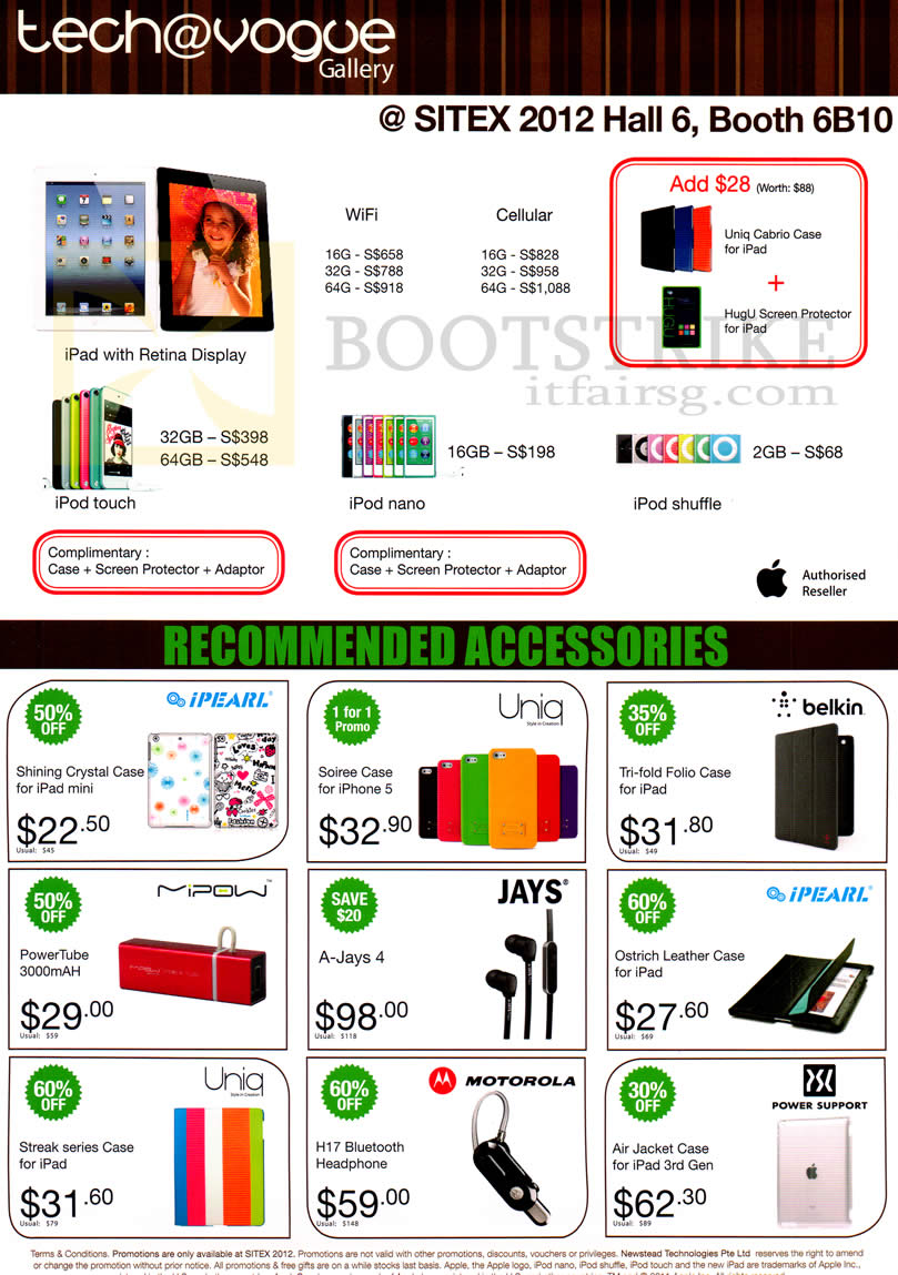 SITEX 2012 price list image brochure of Newstead Tech Vogue Apple IPad 4 Retina Display, IPod Touch, IPod Nano, IPod Shuffle, Case, External Battery