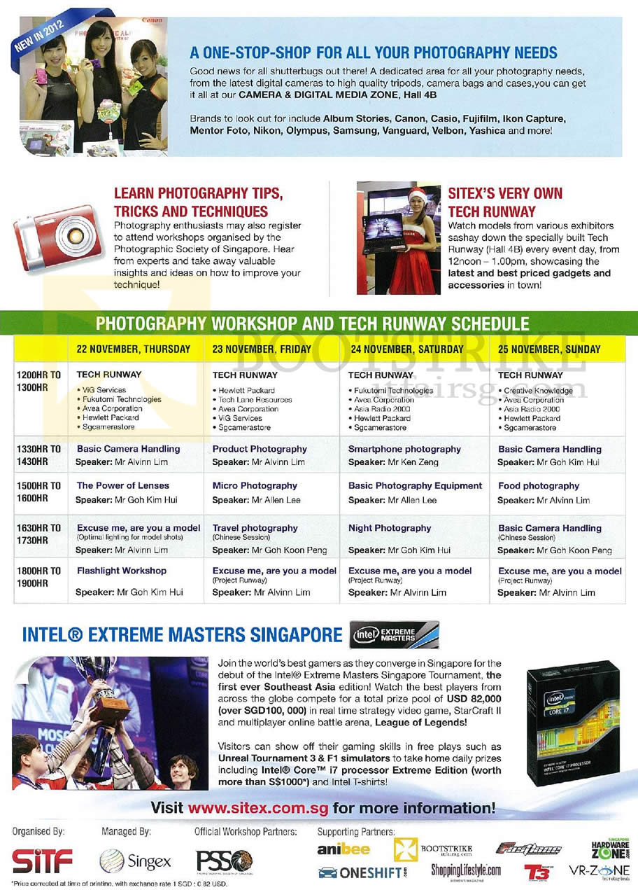 SITEX 2012 price list image brochure of SITEX 2012 Photography Workshop Tech Runway Schedule Time Table, Intel Extreme Masters Tournament