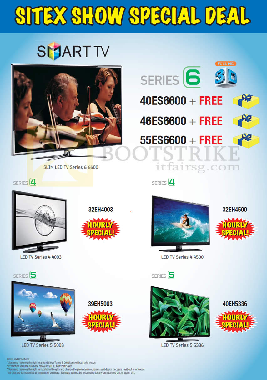 SITEX 2012 price list image brochure of Samsung Courts Smart TV Hourly Specials