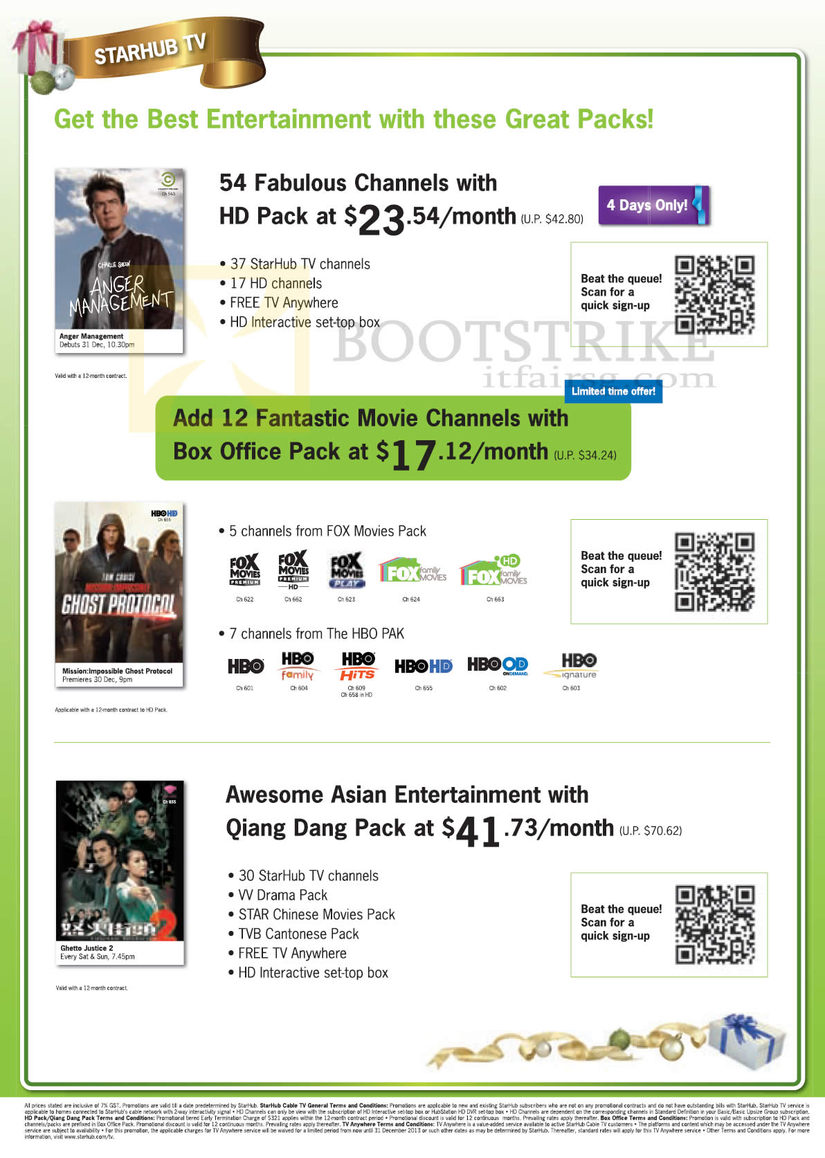 SITEX 2012 price list image brochure of Starhub Cable TV HD Pack, Qiang Dang Pack