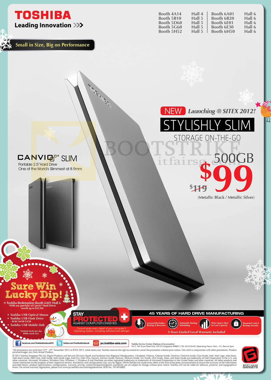 SITEX 2012 price list image brochure of Toshiba External Storage Canvio Slim