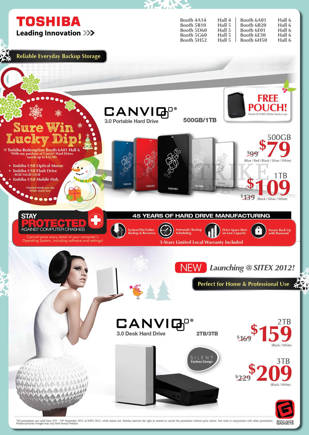 SITEX 2012 price list image brochure of Toshiba External Storage Canvio, 3.0 Desk Hard Drive