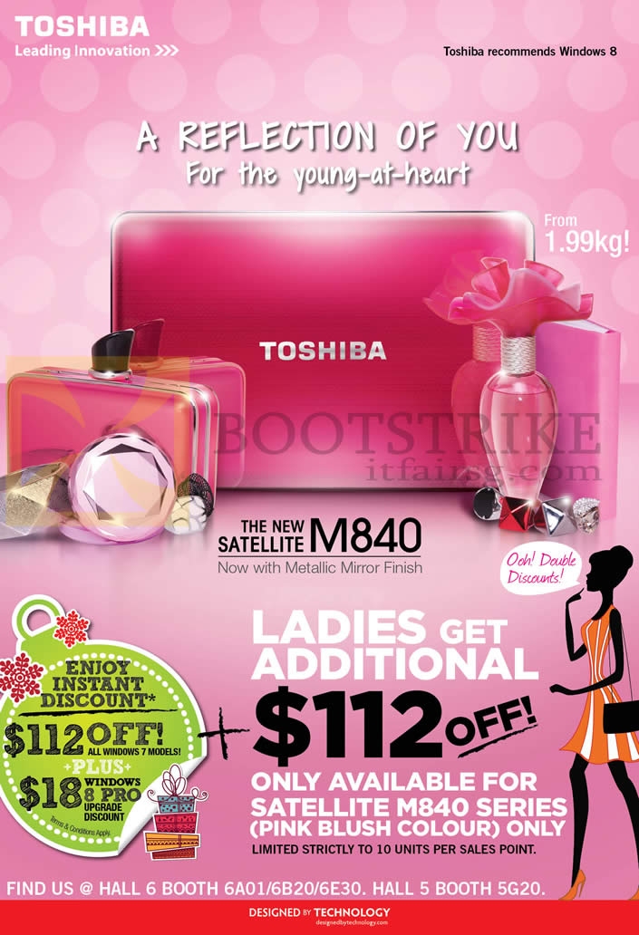 SITEX 2012 price list image brochure of Toshiba Notebooks Satellite M840 Ladies 112 Dollars Off