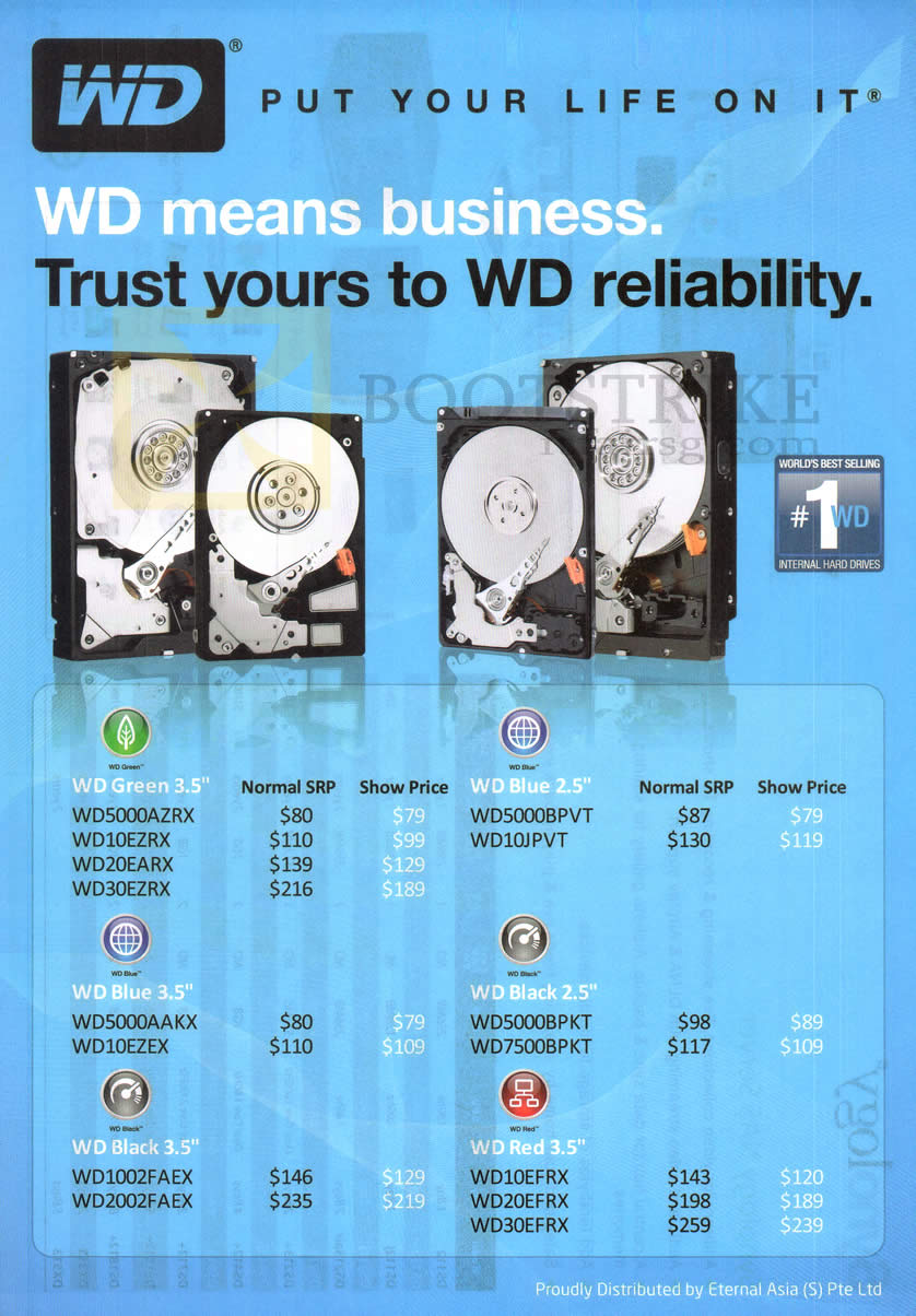 SITEX 2012 price list image brochure of Western Digital Storage Internal Hard Disk Green, Blue, Black, Red, Black