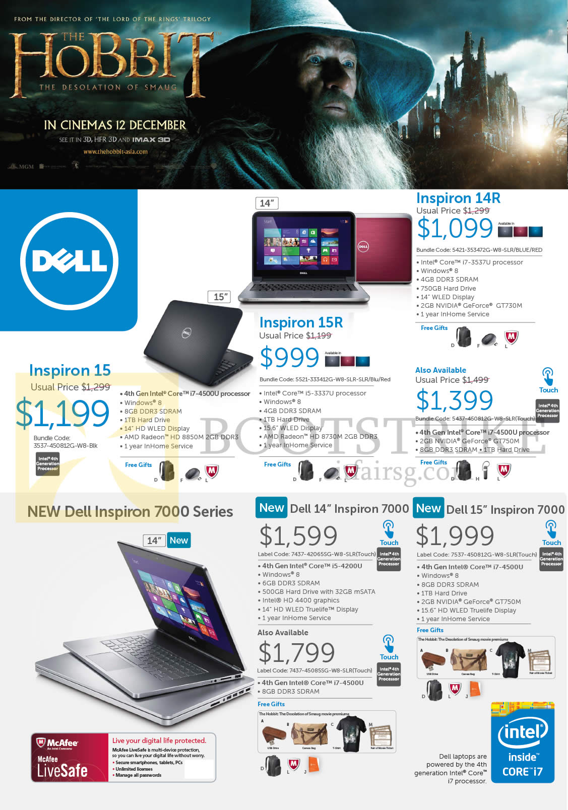 SITEX 2013 price list image brochure of Dell Notebooks Inspiron 15, 14R, 7000