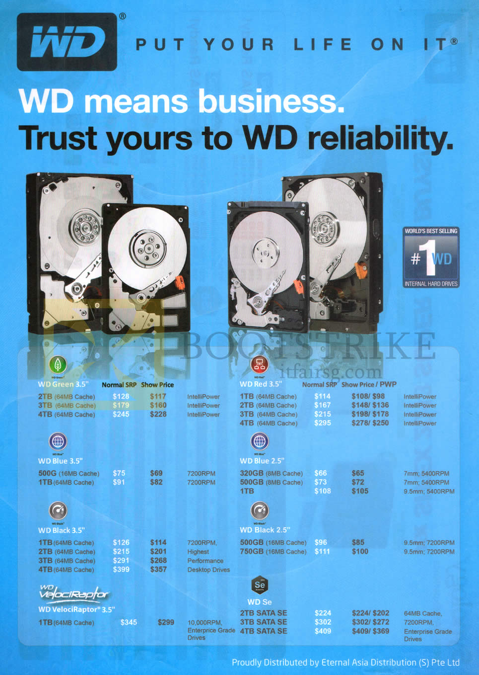 SITEX 2013 price list image brochure of Eternal Asia WD Western Digital Internal HDD Red Green Blue 1TB 2TB 3TB 4TB, 320GB 500GB