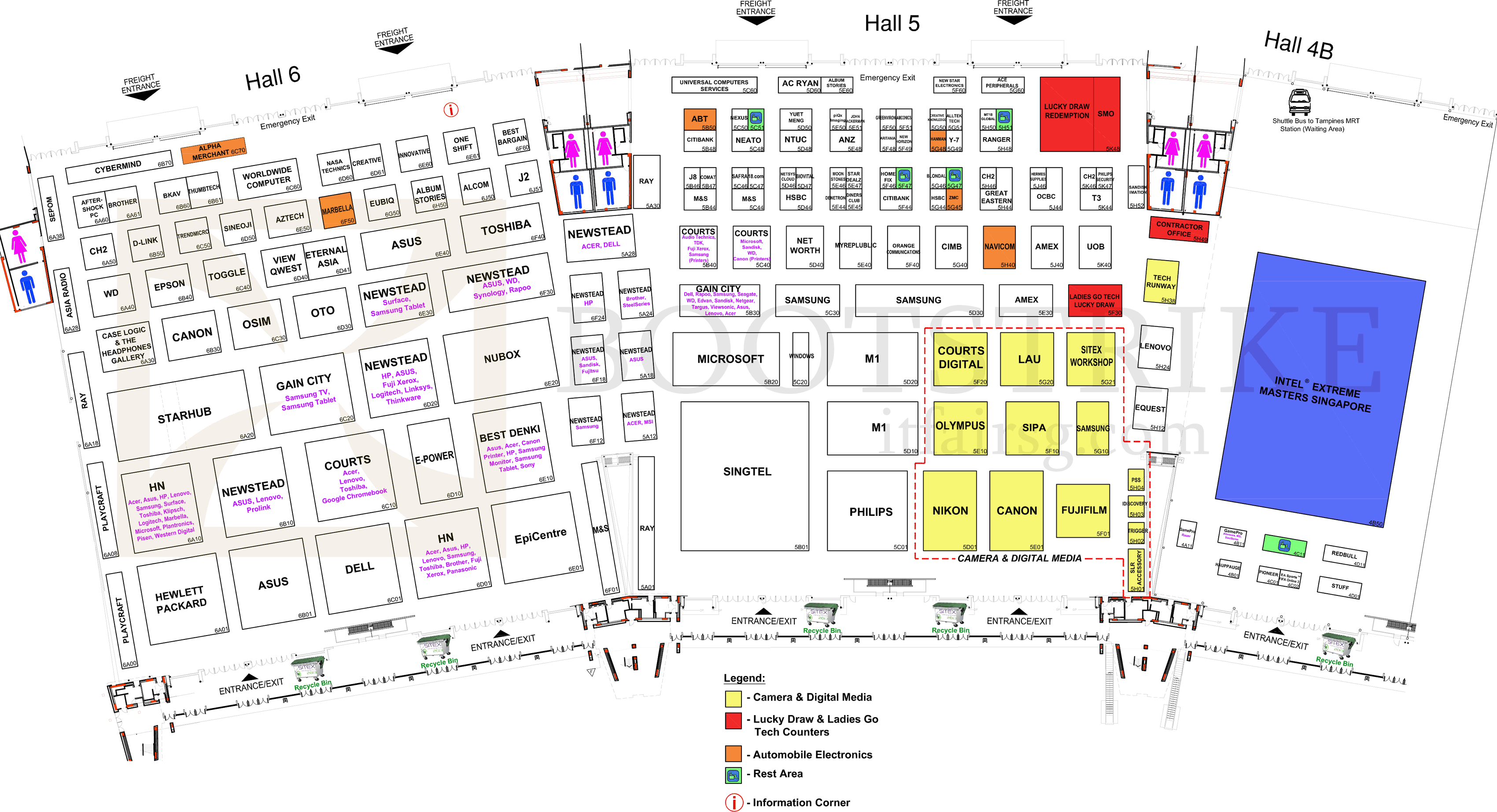 SITEX 2013 price list image brochure of Floor Plan Map Full Hall 4B, Hall 5, Hall 6, Singapore Expo SITEX 2013