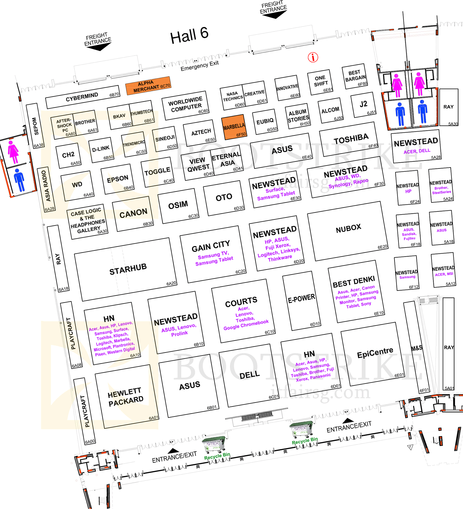 SITEX 2013 price list image brochure of Floor Plan Map Hall 6, SITEX 2013