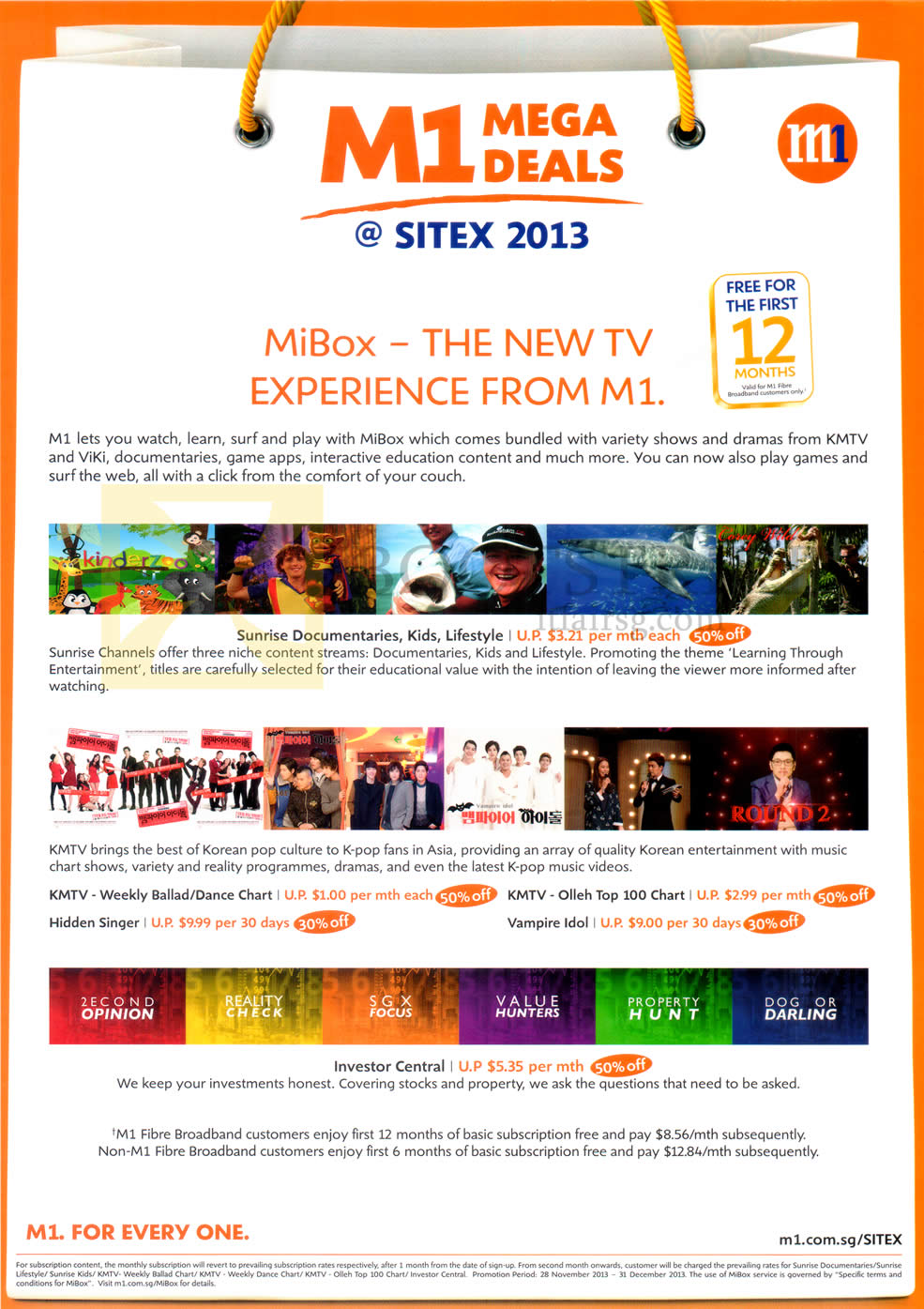 SITEX 2013 price list image brochure of M1 TV Mibox