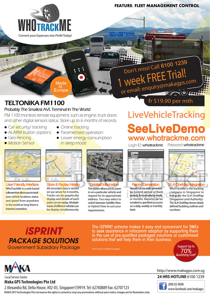 SITEX 2013 price list image brochure of Maka GPS AVL Terminal Live Vehicle Tracking Teltonika FM1100