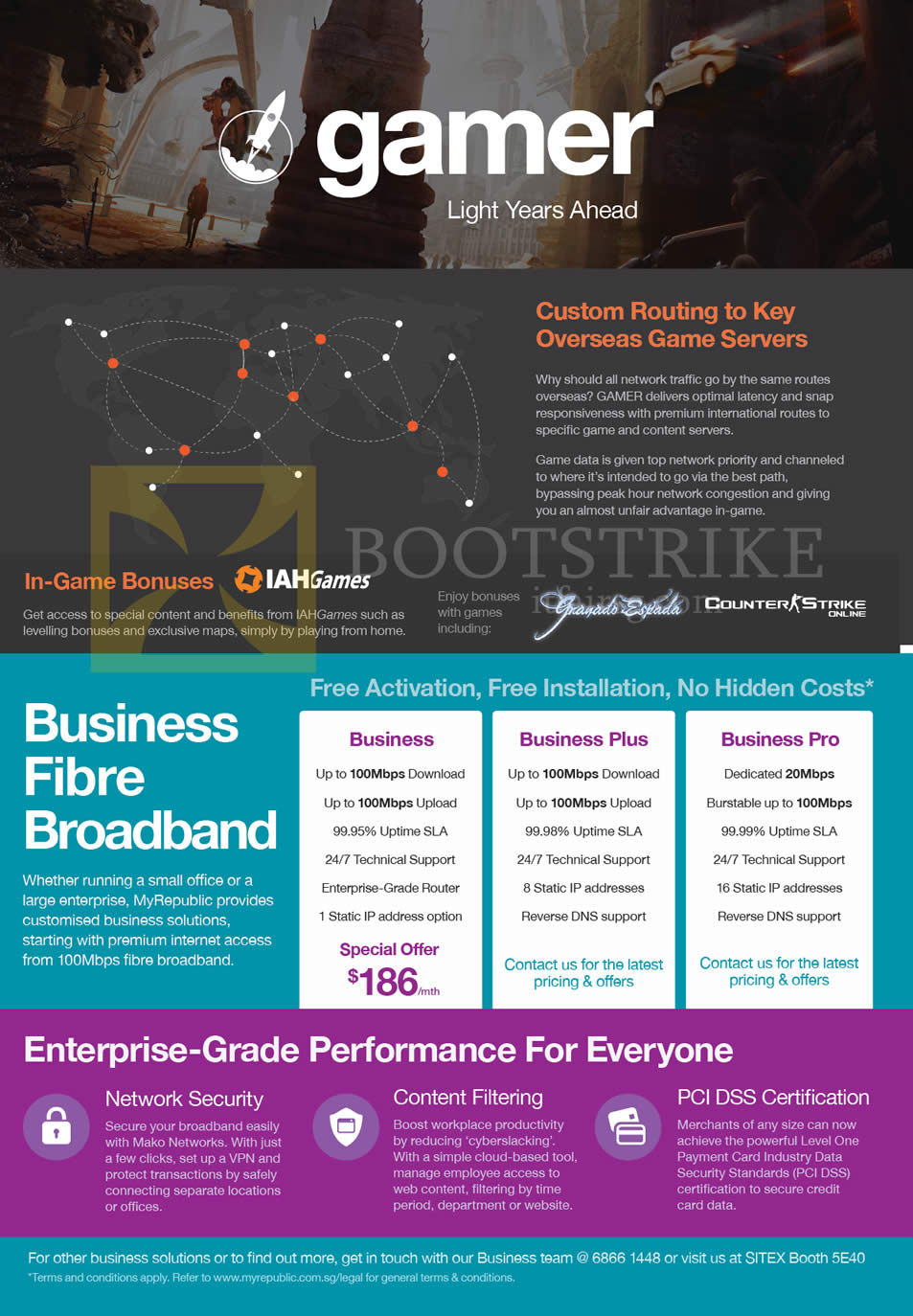 SITEX 2013 price list image brochure of MyRepublic Fibre Broadband Gamer, Business, Business Plus, Pro