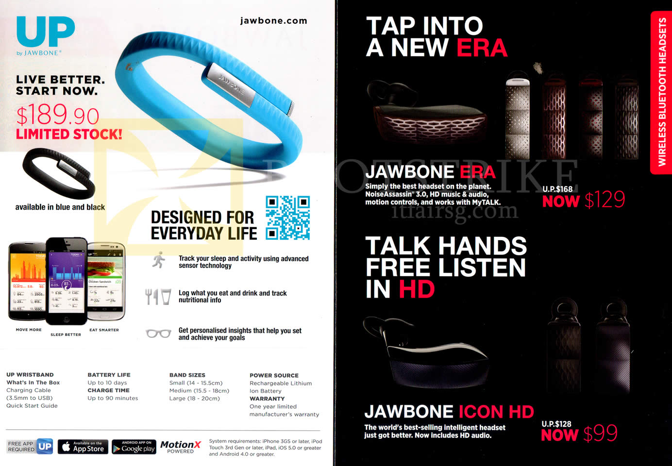 SITEX 2013 price list image brochure of Nubox Jawbone Bluetooth Headset Era, Icon HD, Up