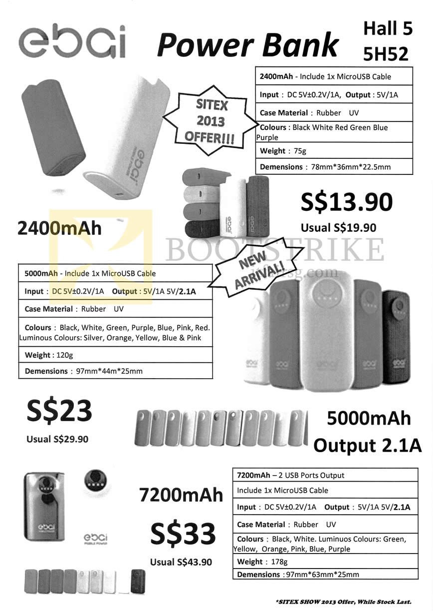 SITEX 2013 price list image brochure of Sandisk Ebai Power Banks External Chargers