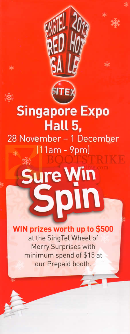 SITEX 2013 price list image brochure of Singtel Mobile Prepaid Hi Card Sure Win Spin