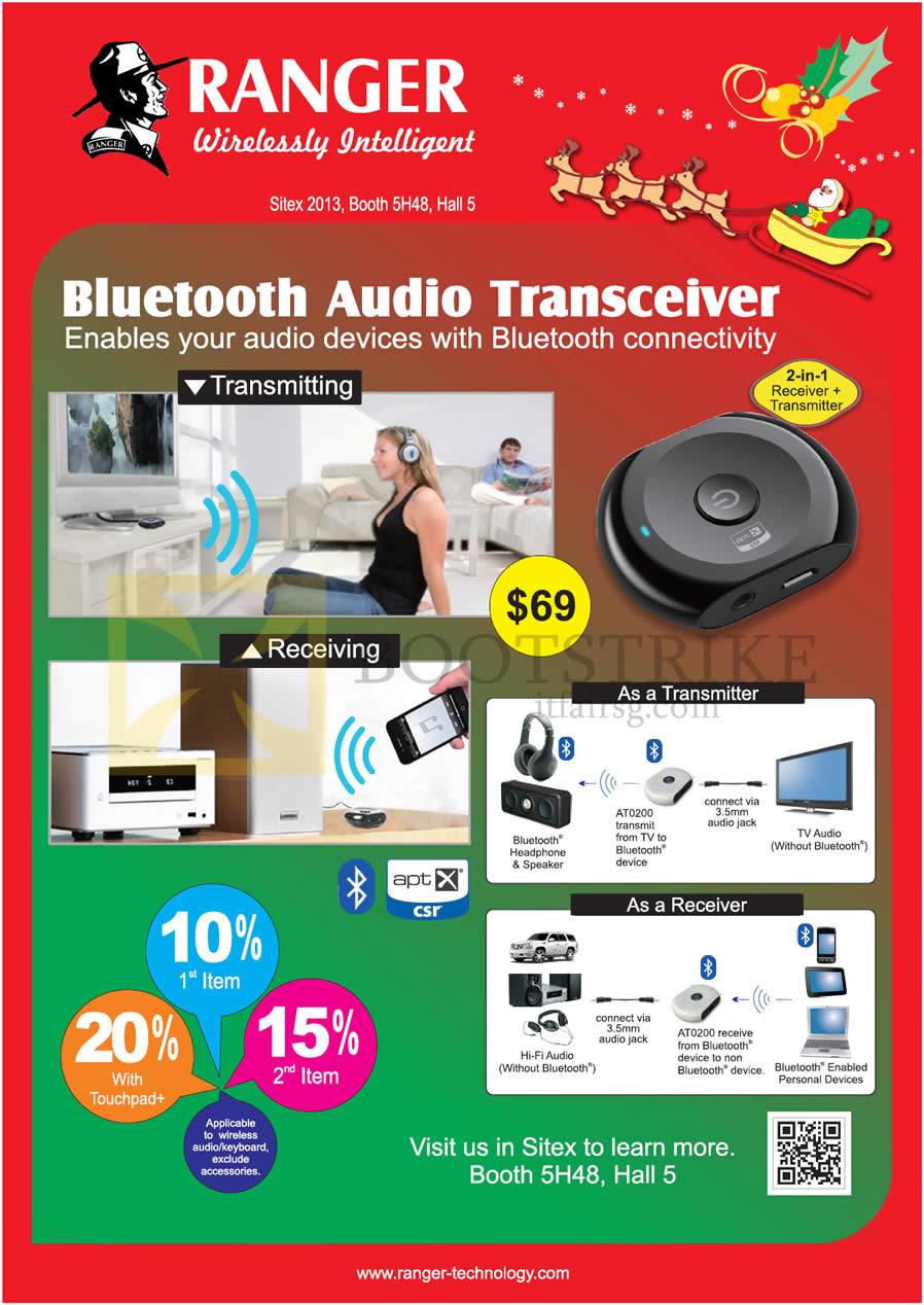 SITEX 2013 price list image brochure of Systems Tech Ranger Bluetooth Audio Transceiver