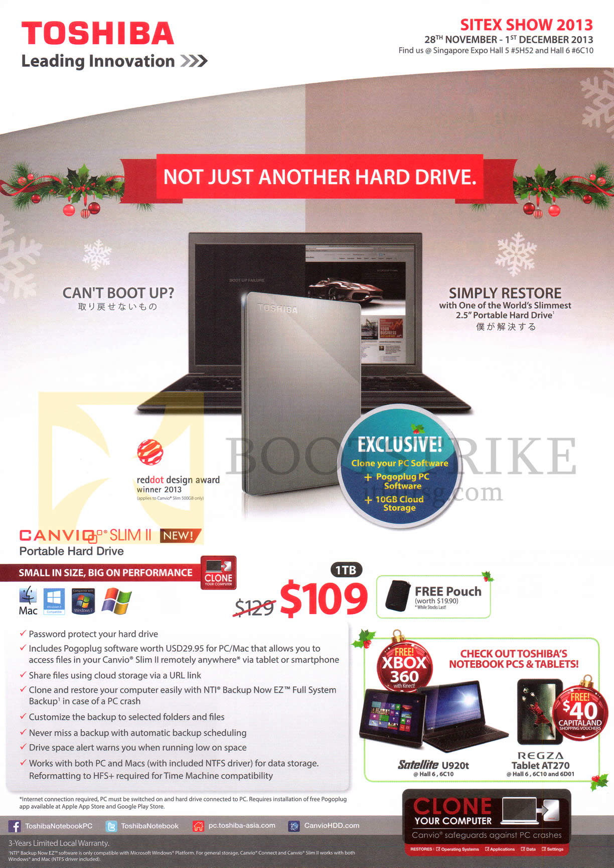 SITEX 2013 price list image brochure of Toshiba External Storage Canvio Slim II 1TB