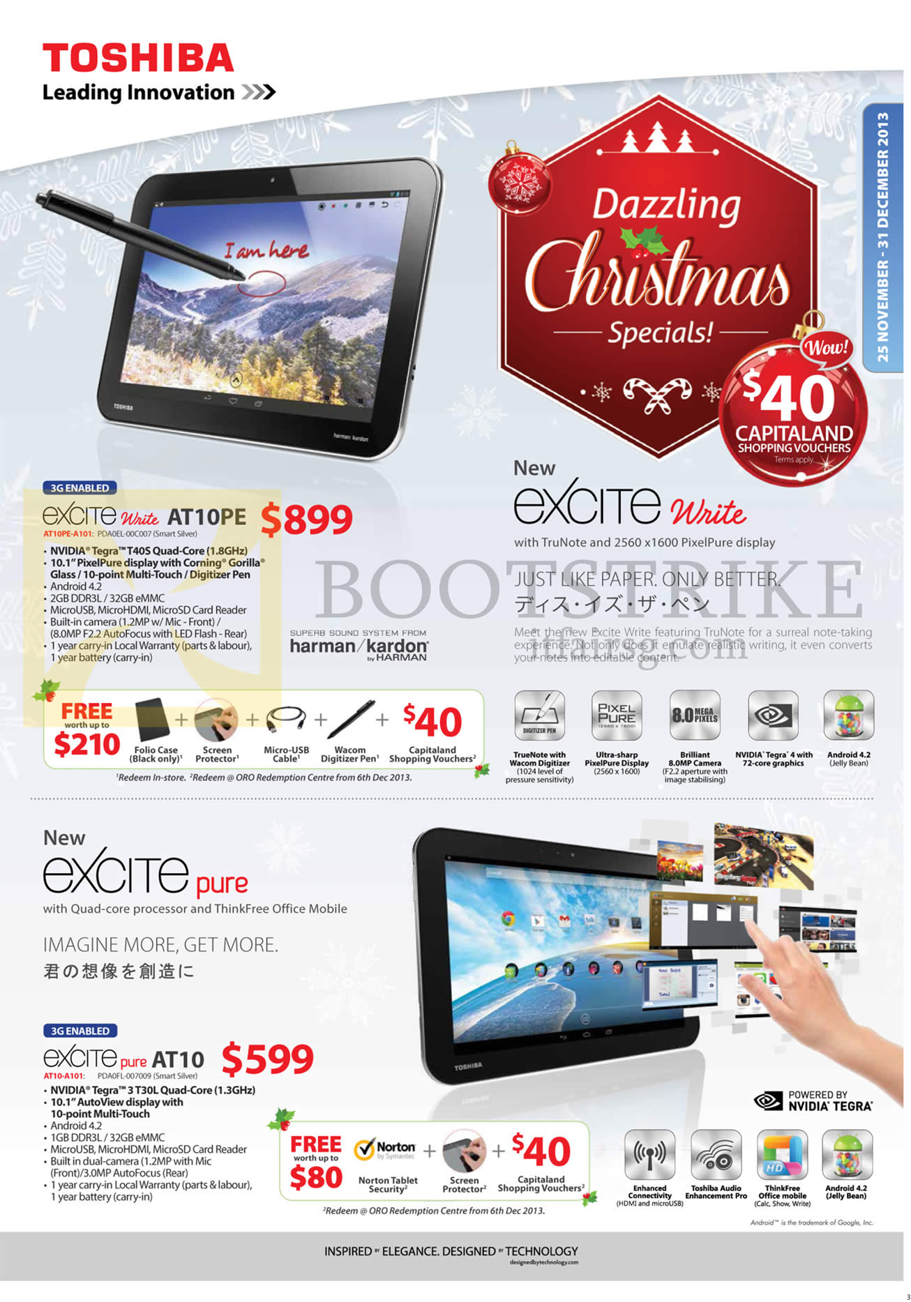 SITEX 2013 price list image brochure of Toshiba Tablets Excite Write AT10PE, Excite Pure AT10