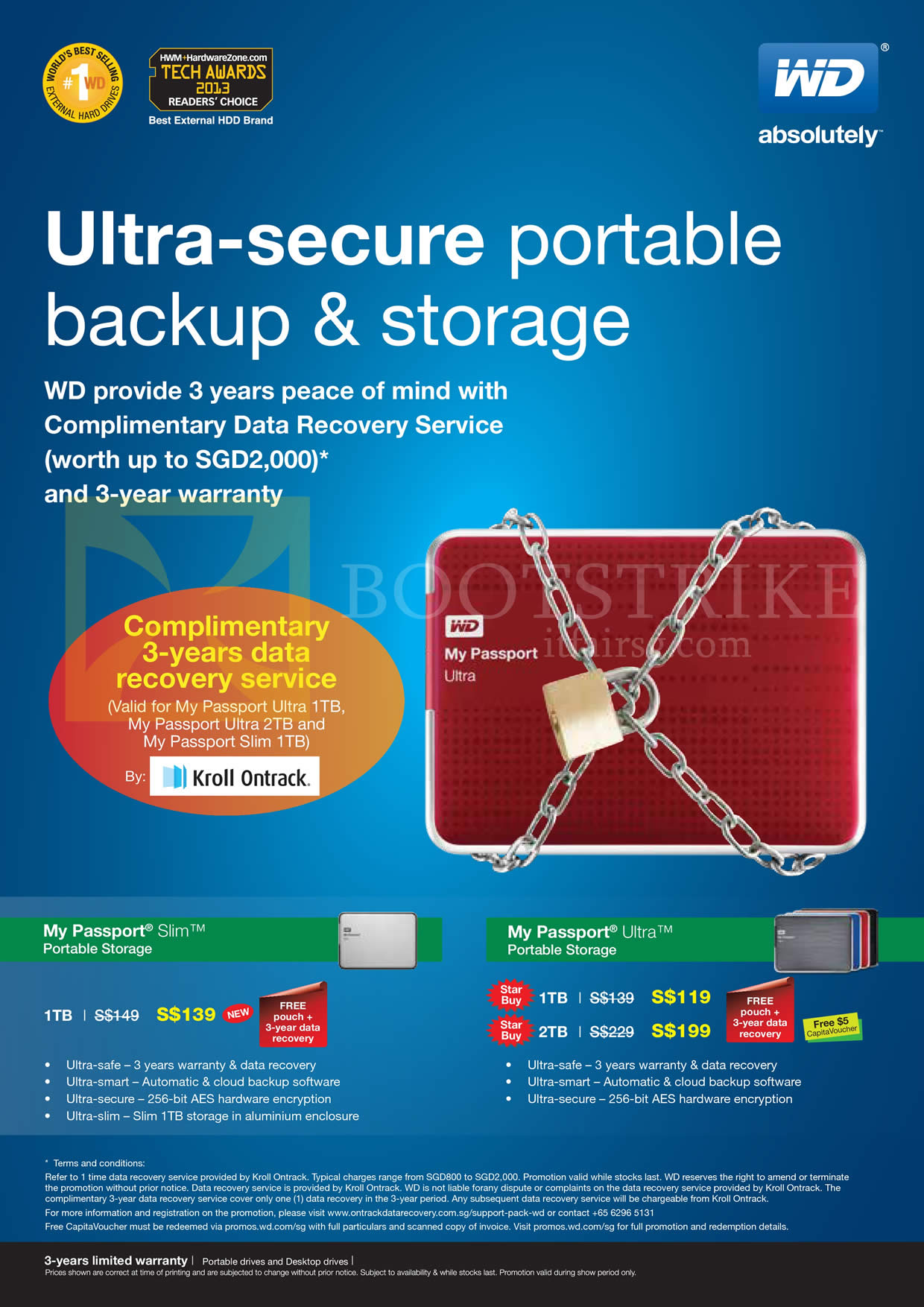 SITEX 2013 price list image brochure of WD Western Digital Free Data Recovery Service Kroll Ontrack, Slim 1TB, Ultra 1TB 2TB