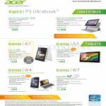 Notebooks, Tablets, P3-171-33222G06a, 53334G12a, Iconia A1, A3, W4-820, W710