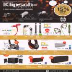 Klipsch Earphones, Die Cast Zinc, S3M, S4, A5i, GIG, Mode M40, Headphones Image One, Promedia 2.1 Speakers, KMC1, KMC3