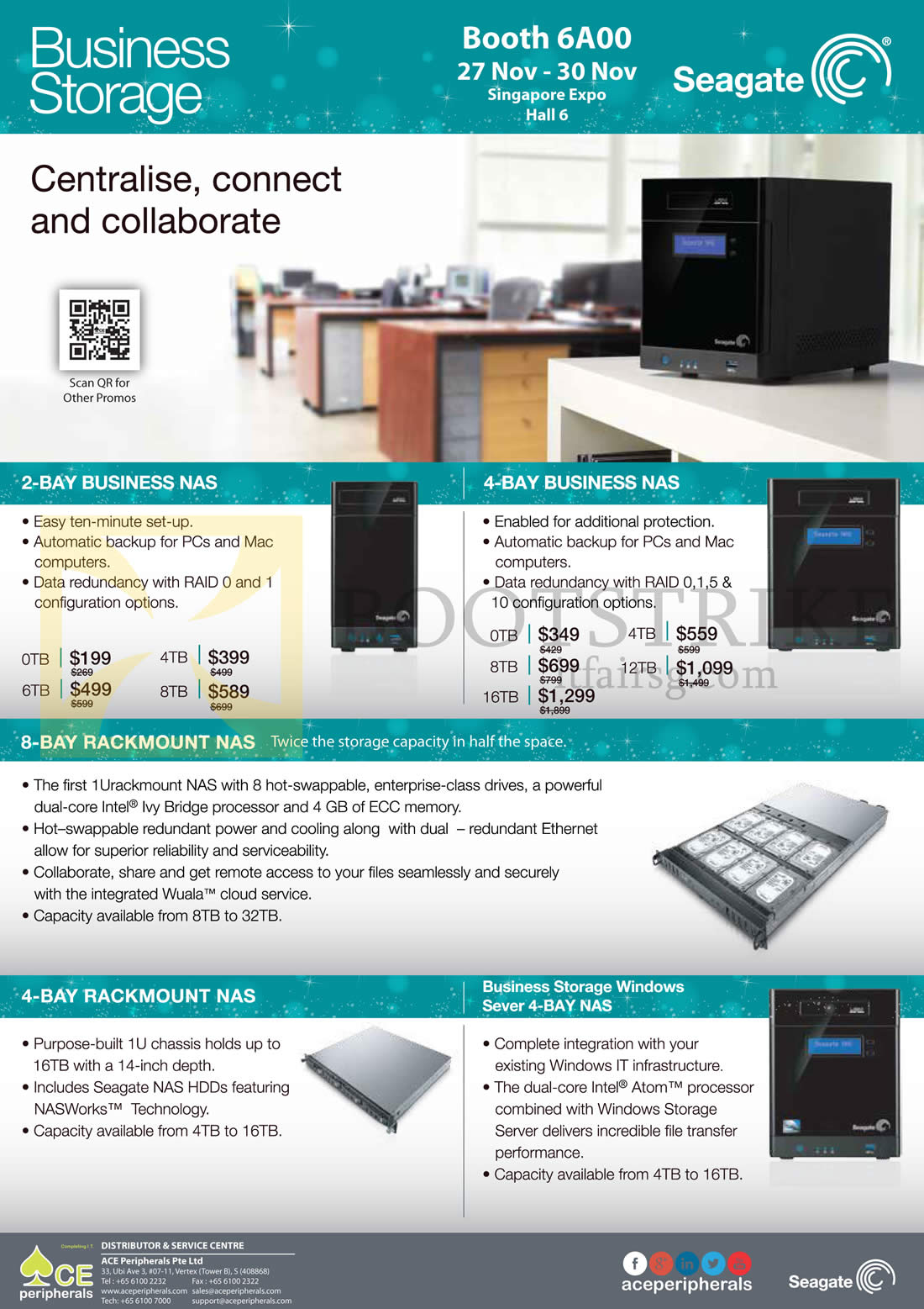 SITEX 2014 price list image brochure of Ace Peripherals Seagate Business NAS 2 Bay 4, Bay 6, Bay 8, 4TB, 6TB, 8TB, 12TB, 16TB