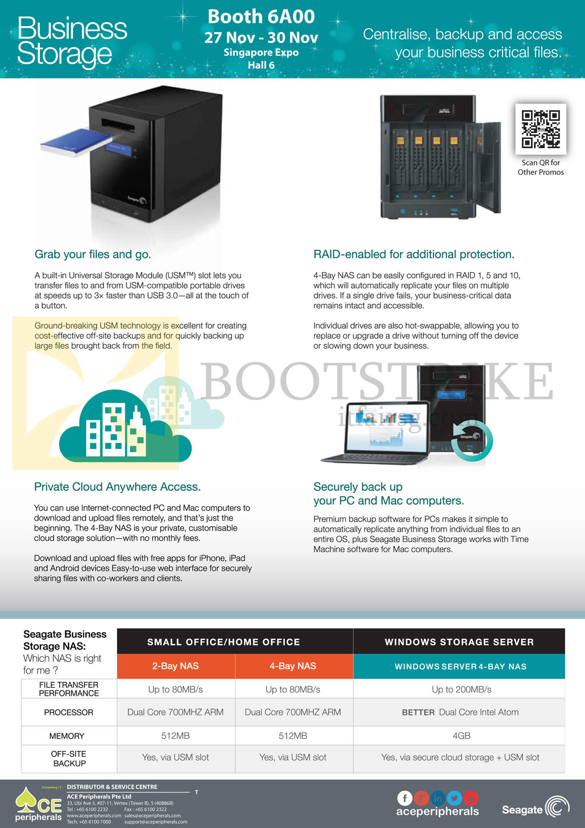 SITEX 2014 price list image brochure of Ace Peripherals Seagate Business Storage NAS 2 Bay, 4 Bay Comparison