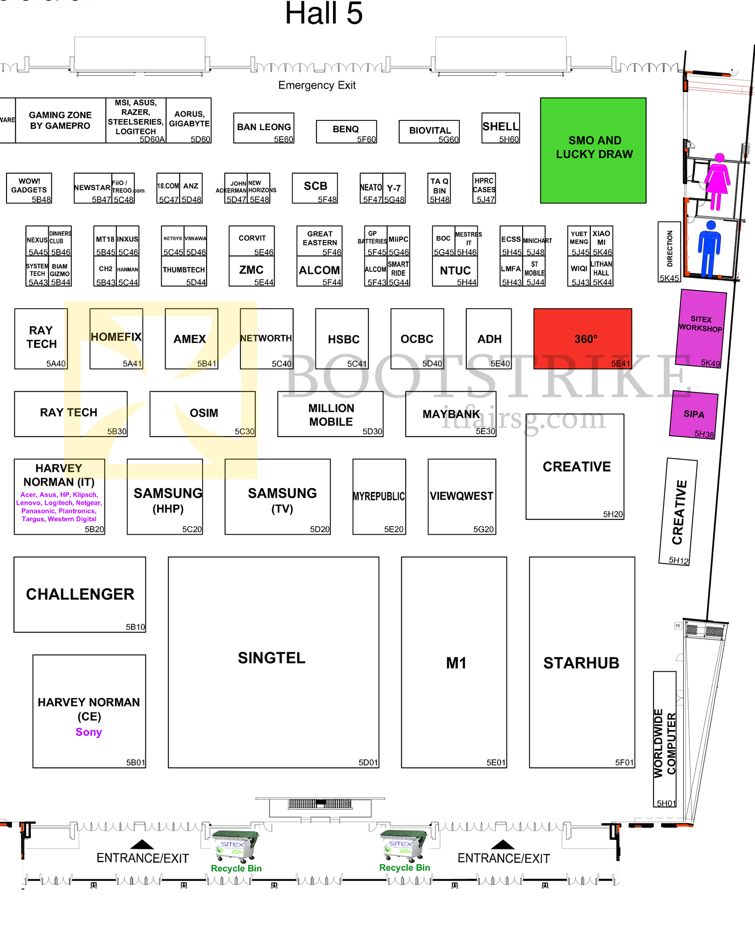 SITEX 2014 price list image brochure of Floor Plan Map Hall 5, Singapore Expo SITEX 2014