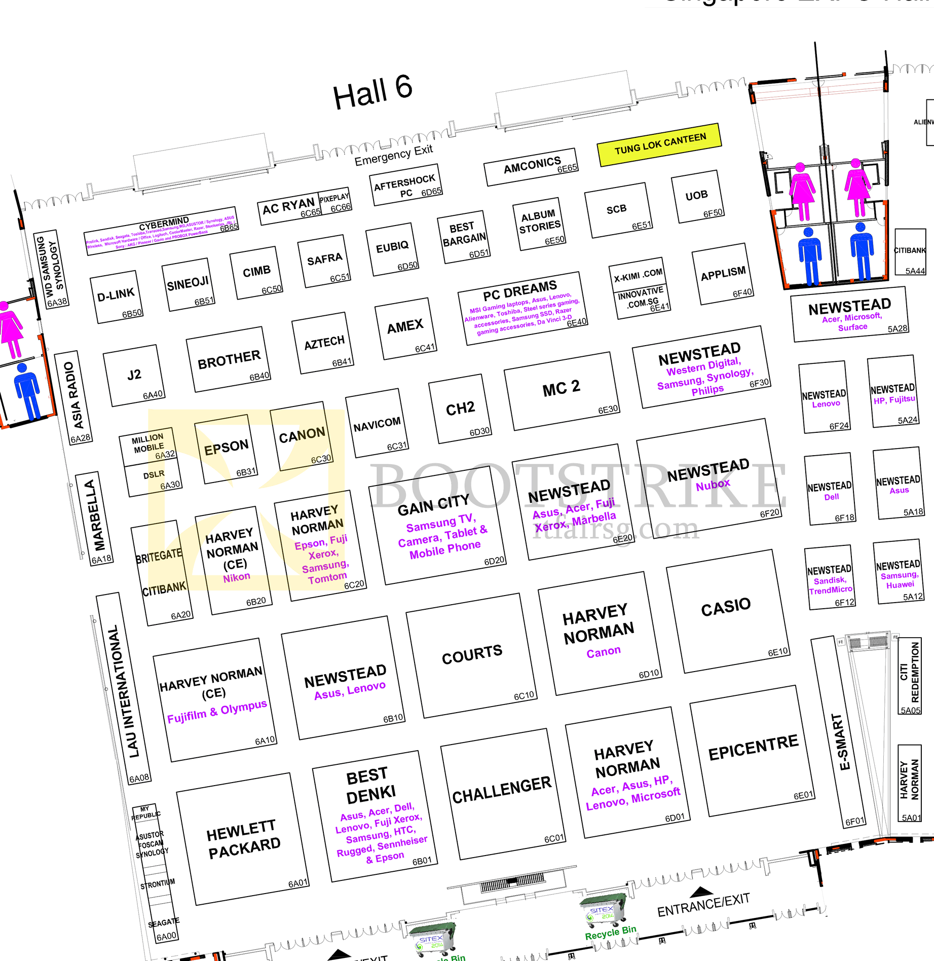 SITEX 2014 price list image brochure of Floor Plan Map Hall 6, Singapore Expo SITEX 2014