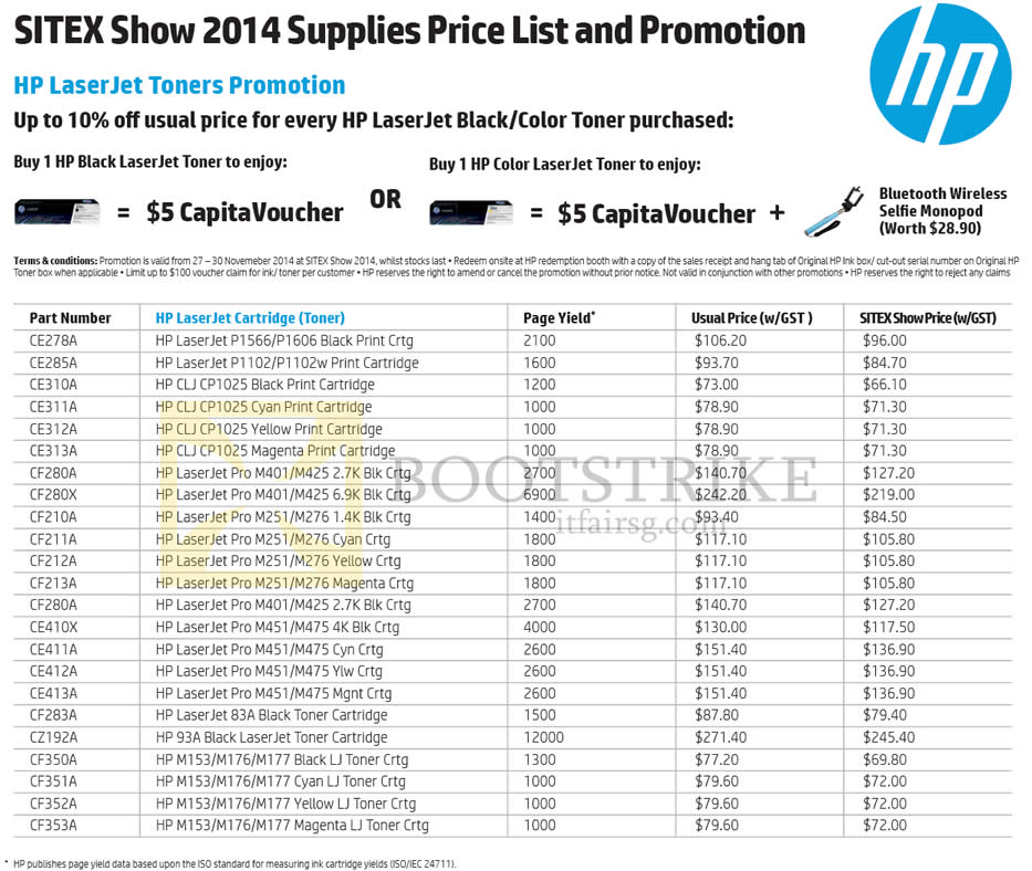 SITEX 2014 price list image brochure of HP Printers LaserJet Cartridge Price List