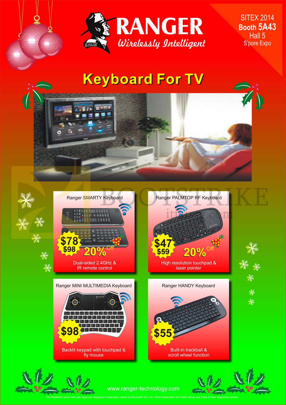 SITEX 2014 price list image brochure of Ranger Wireless Keyboards Ranger Smarty, Palmtop RF, Mini Multimedia, Handy