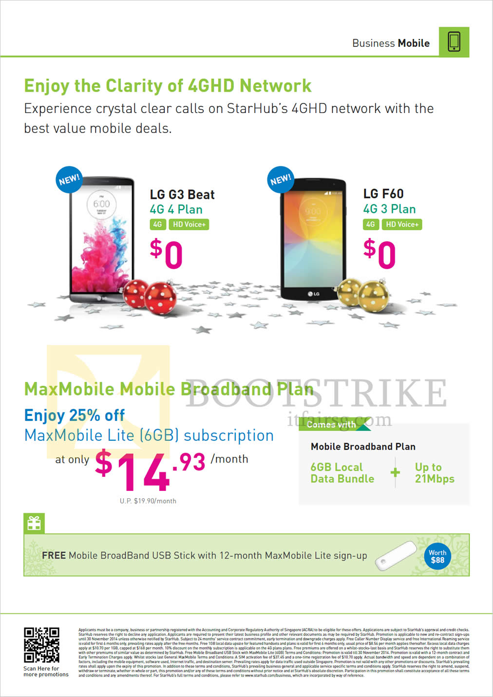 SITEX 2014 price list image brochure of Starhub Business Mobile LG G3 Beat, F60, MaxMobile Mobile Broadband