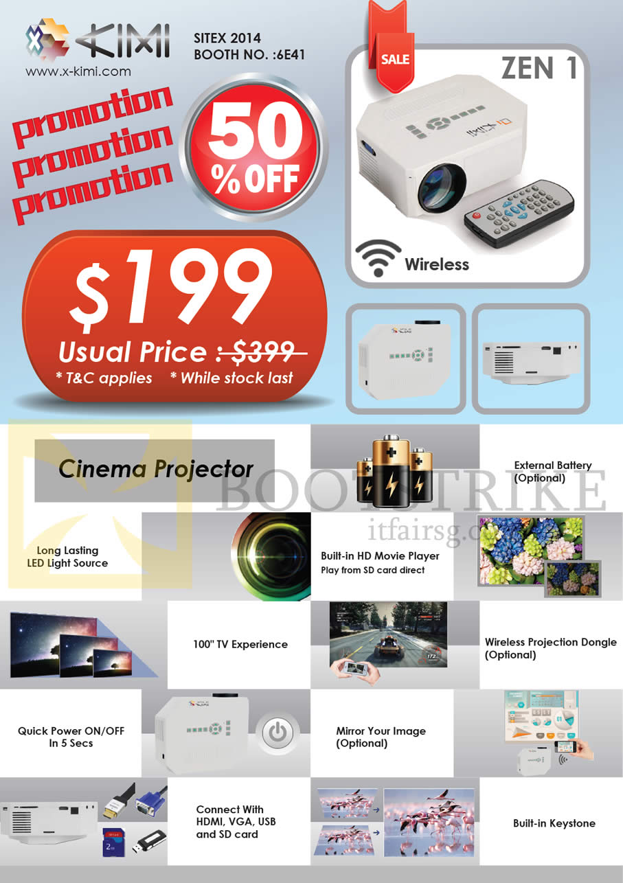 SITEX 2014 price list image brochure of X-Kimi Cinema Projector