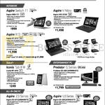 Notebooks, Tablets, Desktop PC, AIO Desktop PCs Aspire Switch 11, V Nitro, R13, Z3, U5, Iconia Tab 8 W, Predator G