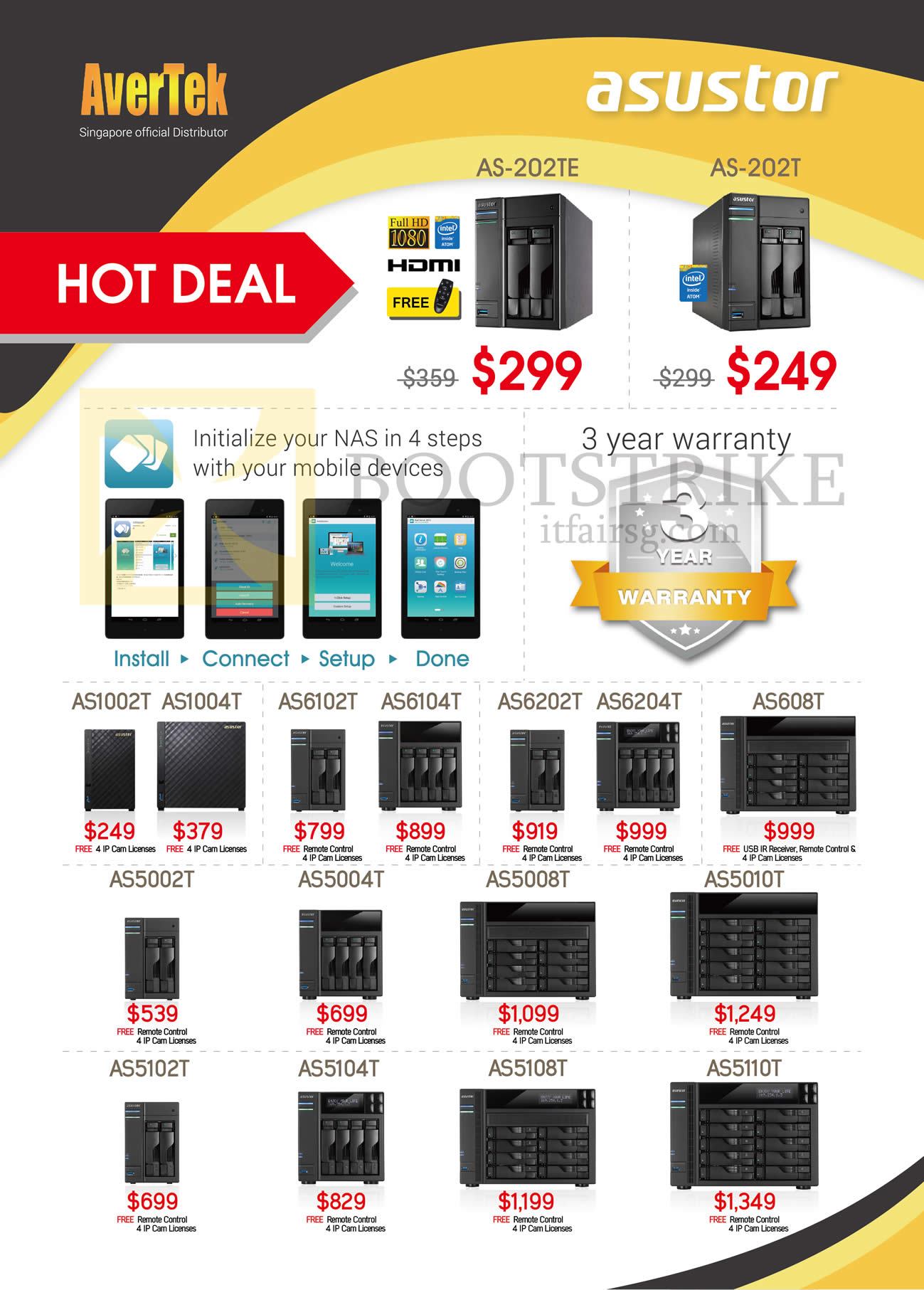 SITEX 2015 price list image brochure of ASUS ASUStor NAS AS-202TE, 202T, 1002T, 1004T, 6102T, 6104T, 6202T, 6204T, 608T, 5002T, 5004T, 5008T, 5010T, 5102T, 5104T, 5108T, 5110T