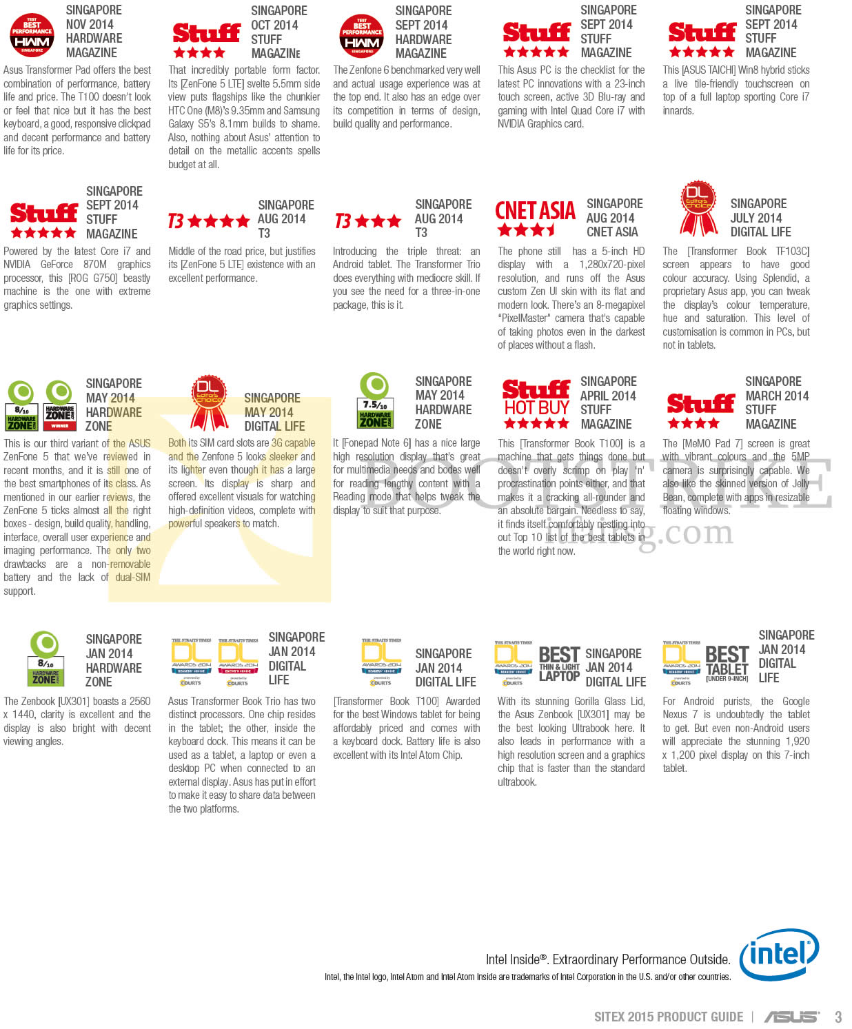 SITEX 2015 price list image brochure of ASUS Awards Won 2