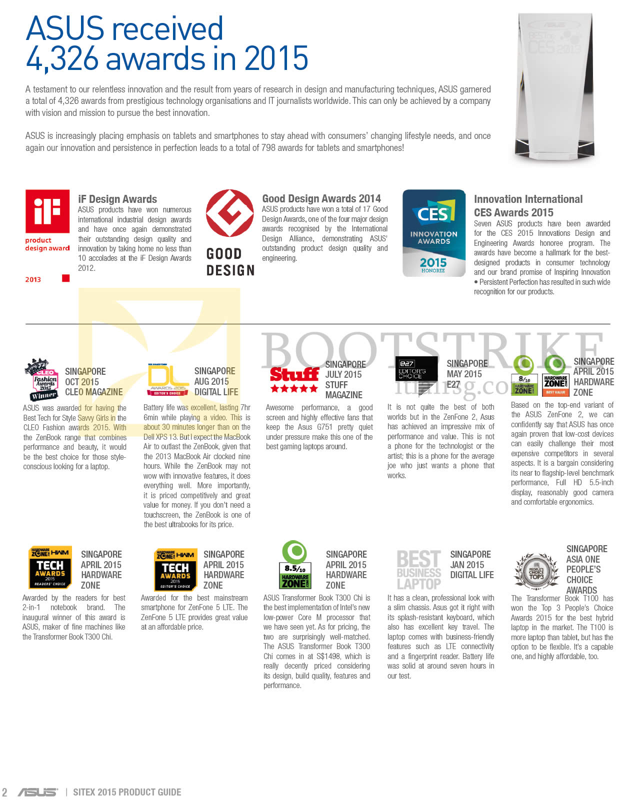 SITEX 2015 price list image brochure of ASUS Awards Won