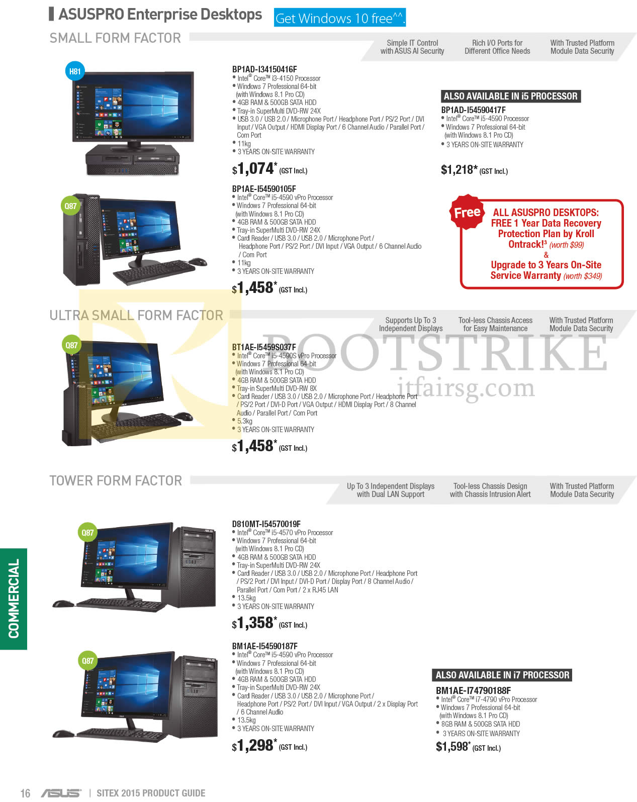 SITEX 2015 price list image brochure of ASUS Desktop PCs, BP1AD-134150416F, BP1AE-I54590105F, BP1AD-154590417F, BT1AE-I5459S037F, D810MT-I54570019F, BM1AE-I54590187F, BM1AE-174790188F