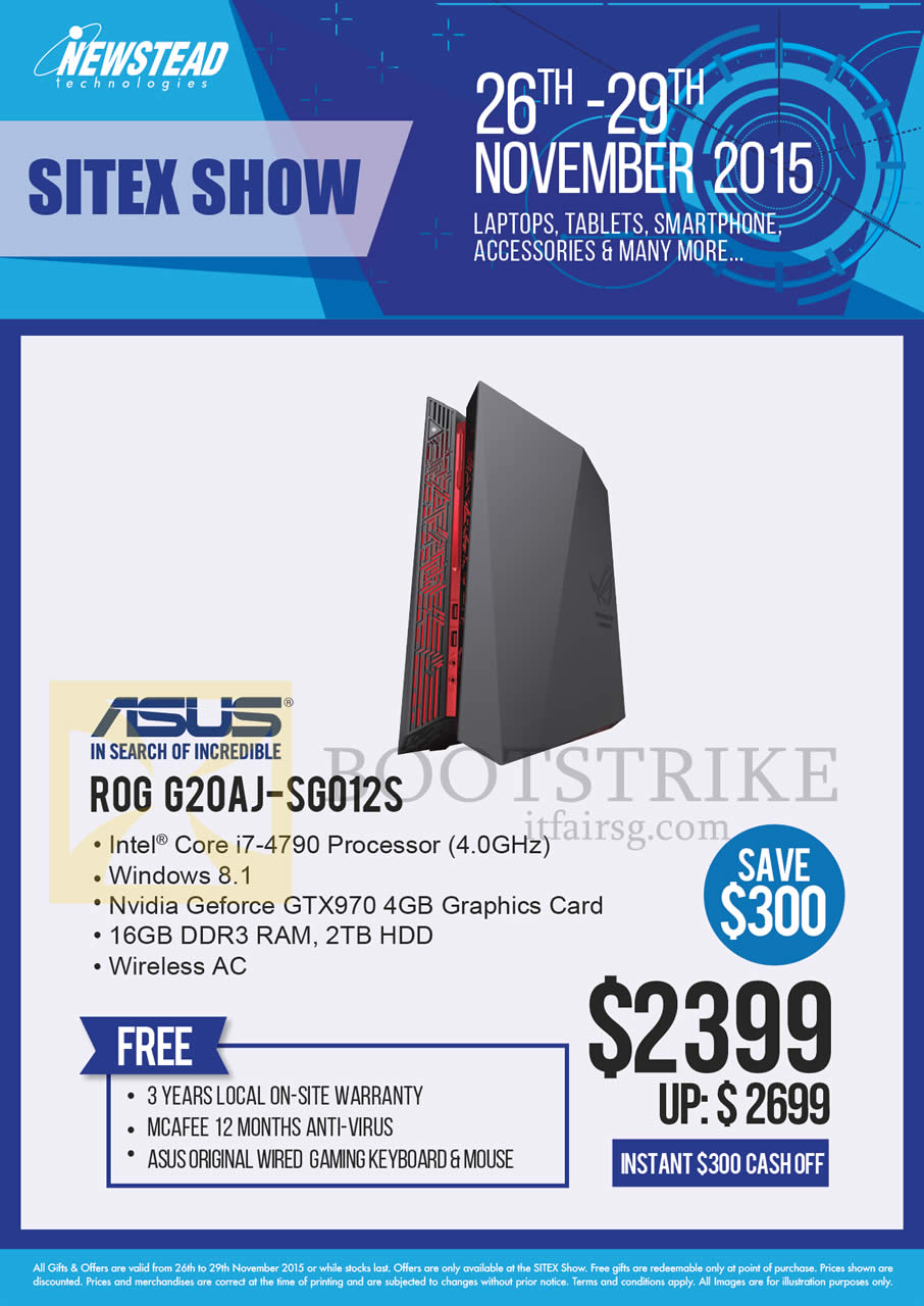 SITEX 2015 price list image brochure of ASUS Newstead Desktop PC ROG G20AJ-SG012S