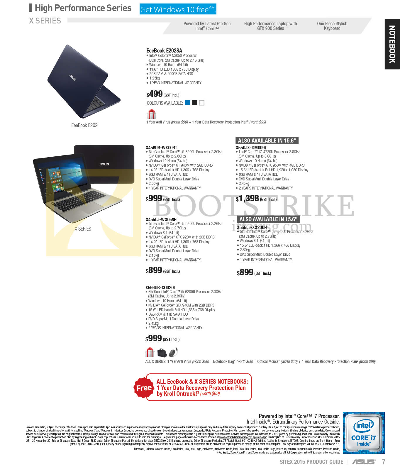 SITEX 2015 price list image brochure of ASUS Notebooks X Series EeeBook E202SA, X456UB-WX006T, X550JX-DM009T, X455LJ-WX058H, X555LJ-XX200H, X556UB-X0020T