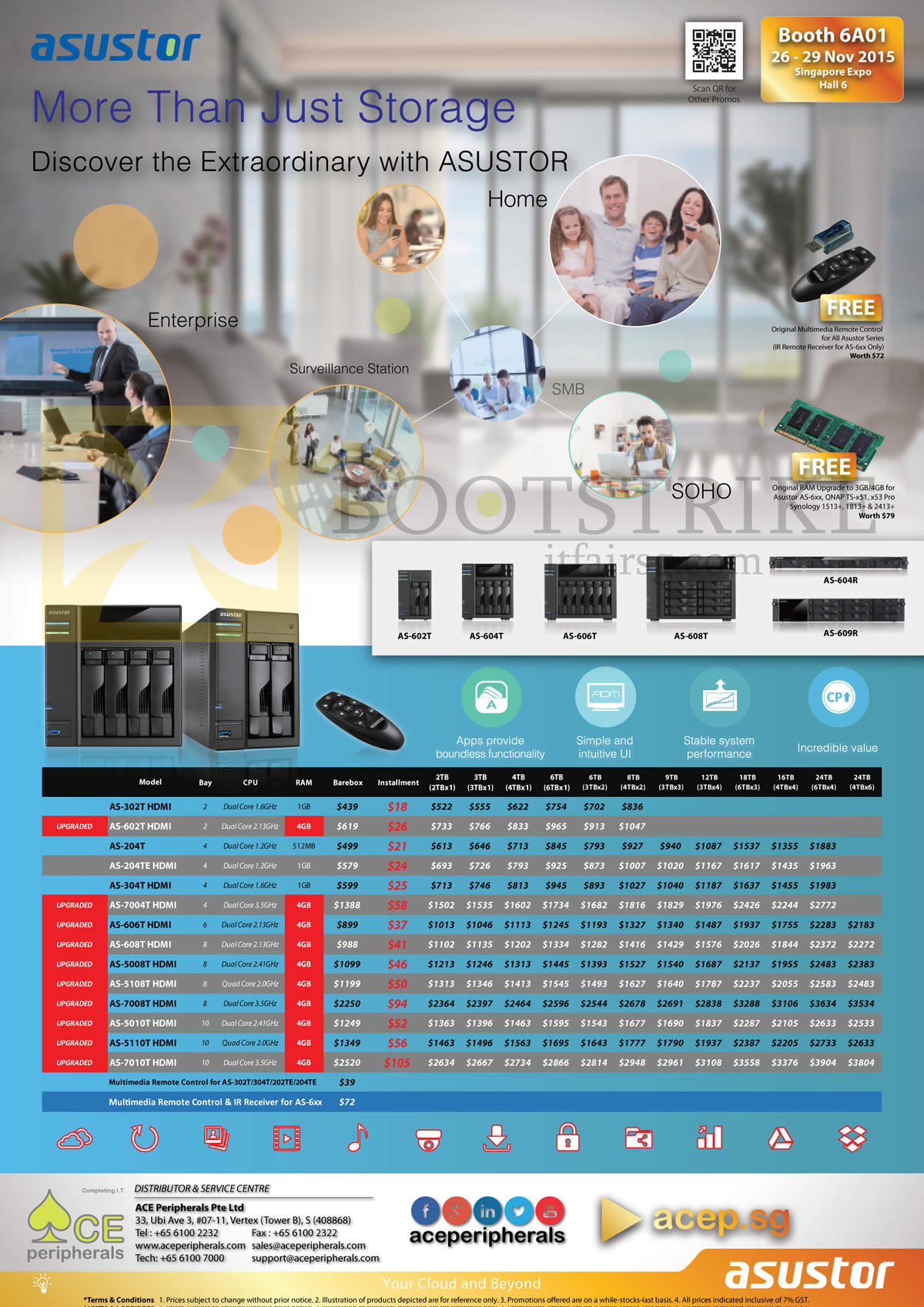 SITEX 2015 price list image brochure of Ace Peripherals Asustor NAS AS 202T AS 202TE AS 204T AS 204TE AS 302T AS 304T AS 602T AS 604T AS 606T AS 608T AS 7004T AS 7008T AS 7010T