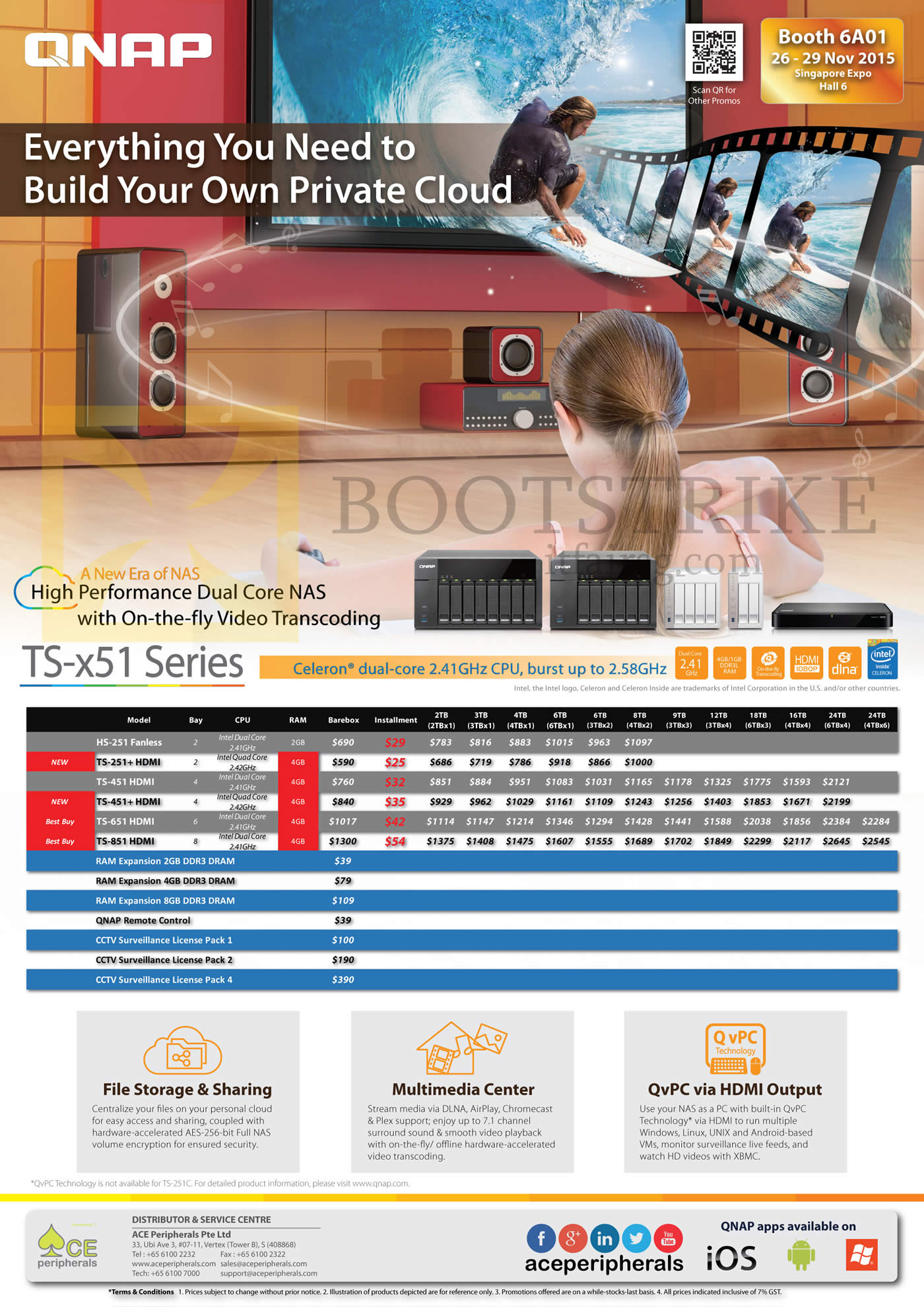 SITEX 2015 price list image brochure of Ace Peripherals QNAP NAS TS X51 HS 251 TS 251 TS 451 TS 651 TS 851